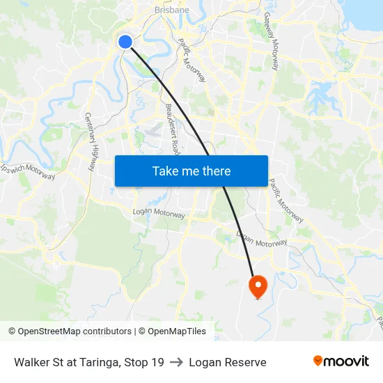 Walker St at Taringa, Stop 19 to Logan Reserve map