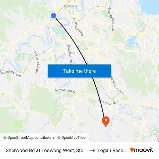 Sherwood Rd at Toowong West, Stop 22 to Logan Reserve map