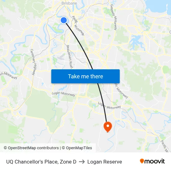 UQ Chancellor's Place, Zone D to Logan Reserve map