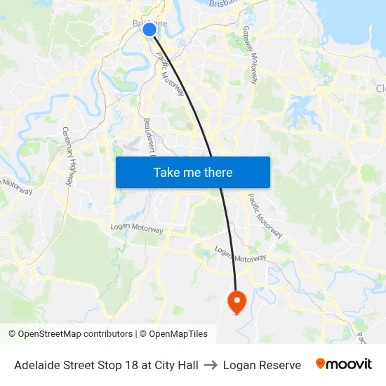 Adelaide Street Stop 18 at City Hall to Logan Reserve map