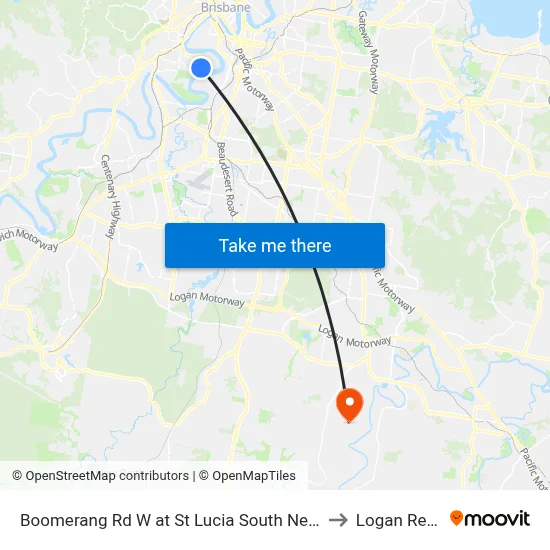 Boomerang Rd W at St Lucia South Near Hawken Dr to Logan Reserve map