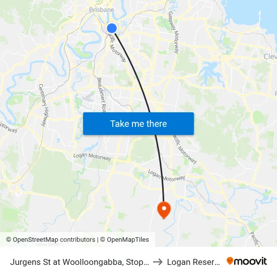 Jurgens St at Woolloongabba, Stop E to Logan Reserve map