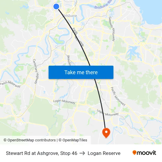Stewart Rd at Ashgrove, Stop 46 to Logan Reserve map