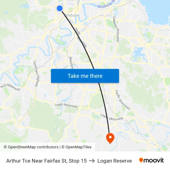 Arthur Tce Near Fairfax St, Stop 15 to Logan Reserve map