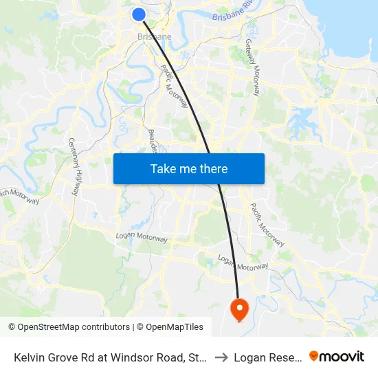 Kelvin Grove Rd at Windsor Road, Stop 16 to Logan Reserve map
