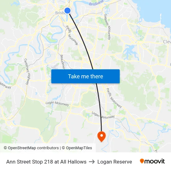 Ann Street Stop 218 at All Hallows to Logan Reserve map