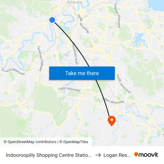 Indooroopilly Shopping Centre Station, Stop B to Logan Reserve map