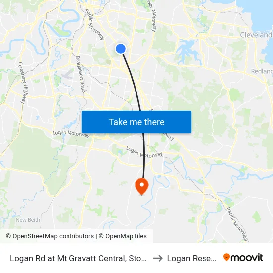 Logan Rd at Mt Gravatt Central, Stop 37 to Logan Reserve map