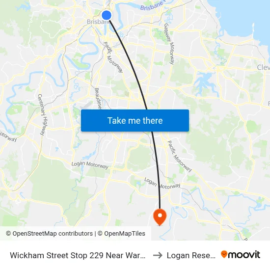 Wickham Street Stop 229 Near Warner St to Logan Reserve map