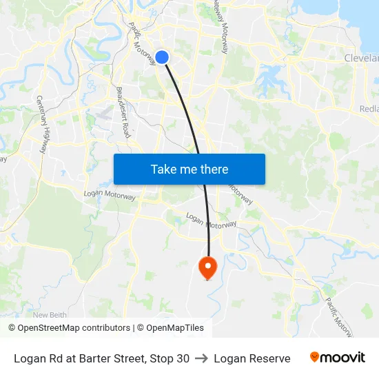 Logan Rd at Barter Street, Stop 30 to Logan Reserve map