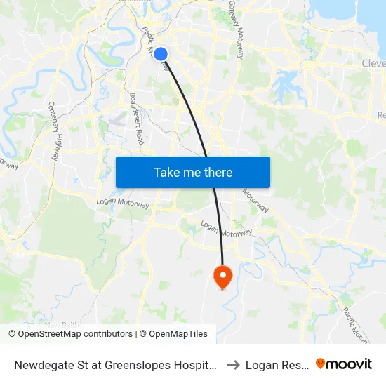 Newdegate St at Greenslopes Hospital, Stop 23 to Logan Reserve map