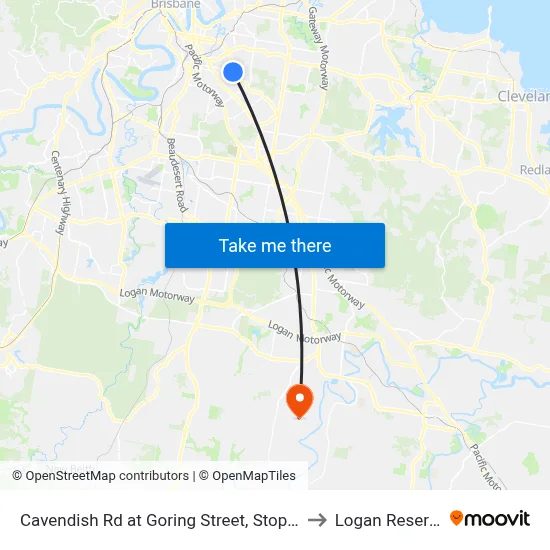Cavendish Rd at Goring Street, Stop 34 to Logan Reserve map
