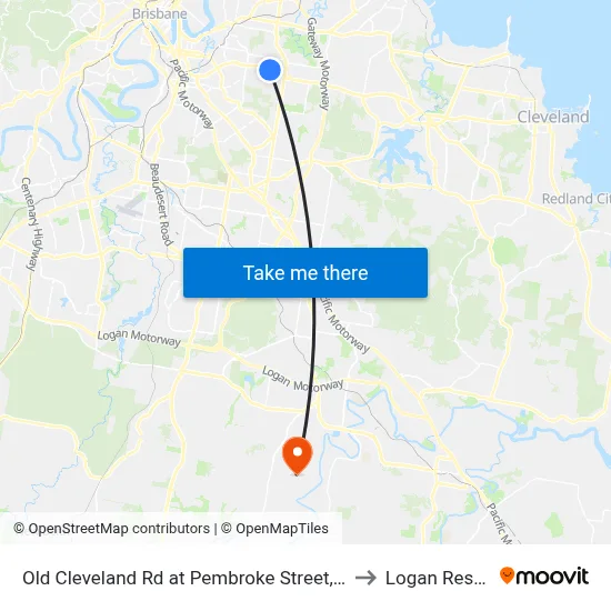 Old Cleveland Rd at Pembroke Street, Stop 36 to Logan Reserve map