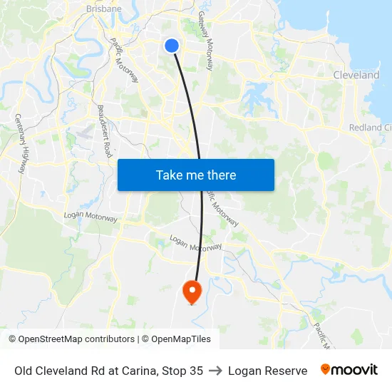 Old Cleveland Rd at Carina, Stop 35 to Logan Reserve map