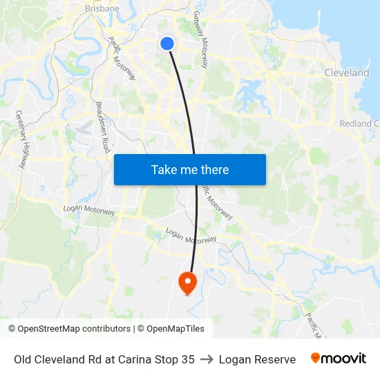 Old Cleveland Rd at Carina Stop 35 to Logan Reserve map