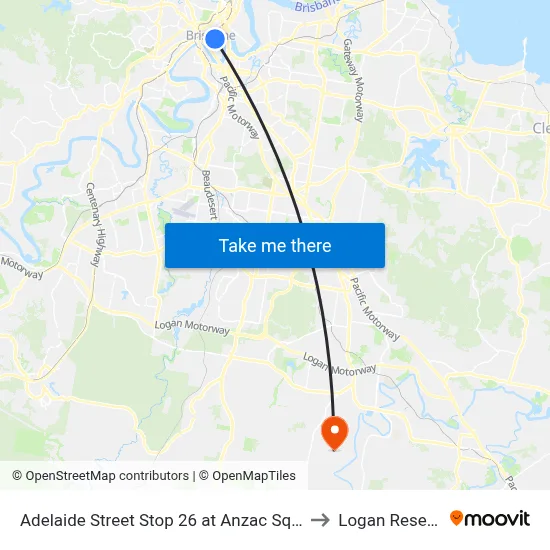 Adelaide Street Stop 26 at Anzac Square to Logan Reserve map