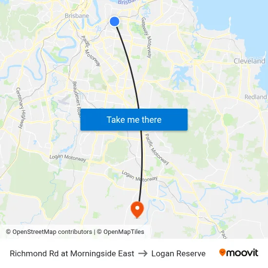 Richmond Rd at Morningside East to Logan Reserve map