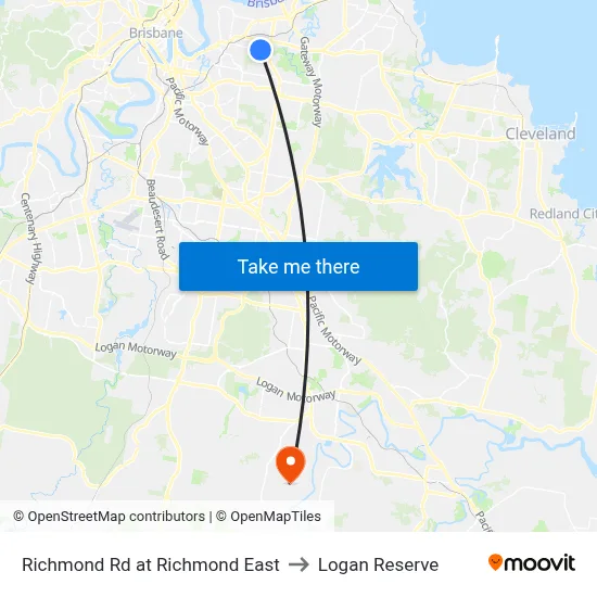 Richmond Rd at Richmond East to Logan Reserve map