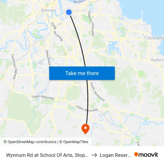 Wynnum Rd at School Of Arts, Stop 27 to Logan Reserve map