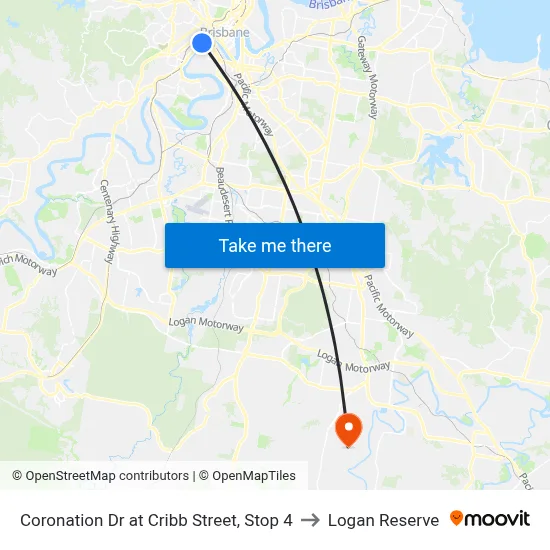 Coronation Dr at Cribb Street, Stop 4 to Logan Reserve map