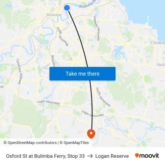 Oxford St at Bulimba Ferry, Stop 33 to Logan Reserve map