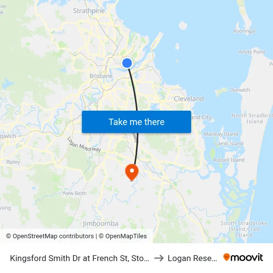 Kingsford Smith Dr at French St, Stop 40 to Logan Reserve map