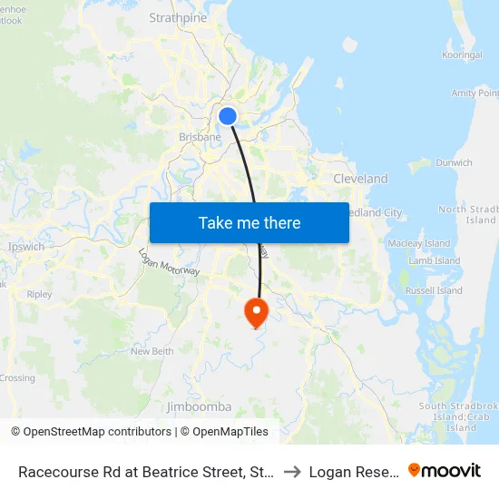 Racecourse Rd at Beatrice Street, Stop 22 to Logan Reserve map