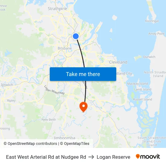 East West Arterial Rd at Nudgee Rd to Logan Reserve map