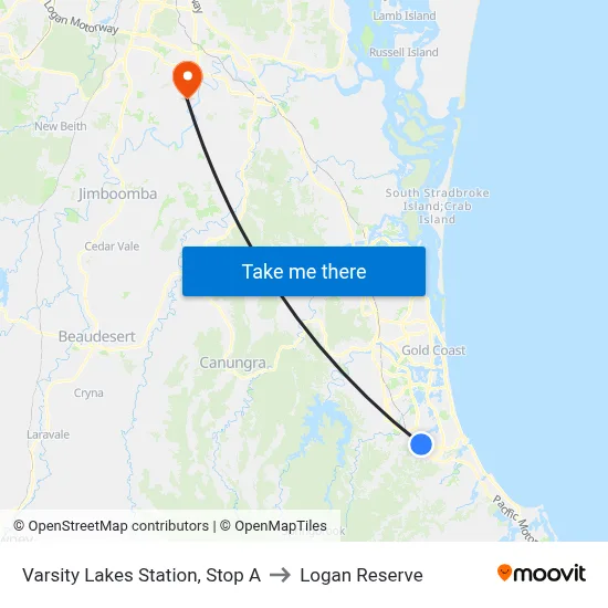 Varsity Lakes Station, Stop A to Logan Reserve map