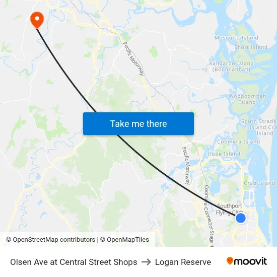 Olsen Ave at Central Street Shops to Logan Reserve map