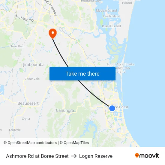 Ashmore Rd at Boree Street to Logan Reserve map