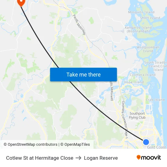 Cotlew St at Hermitage Close to Logan Reserve map