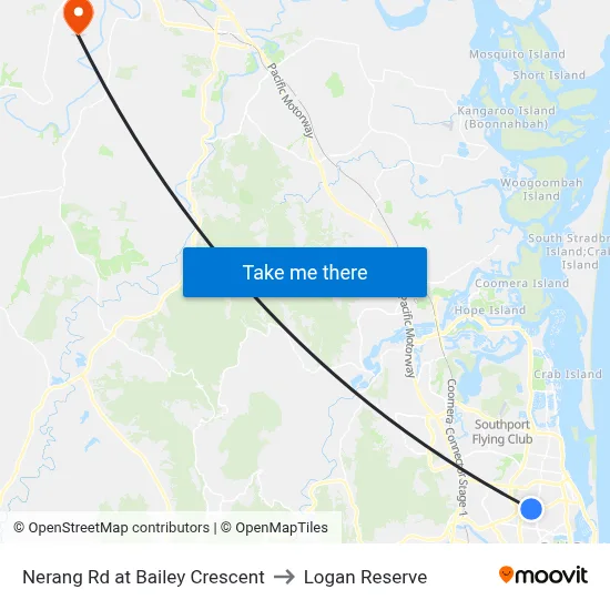 Nerang Rd at Bailey Crescent to Logan Reserve map