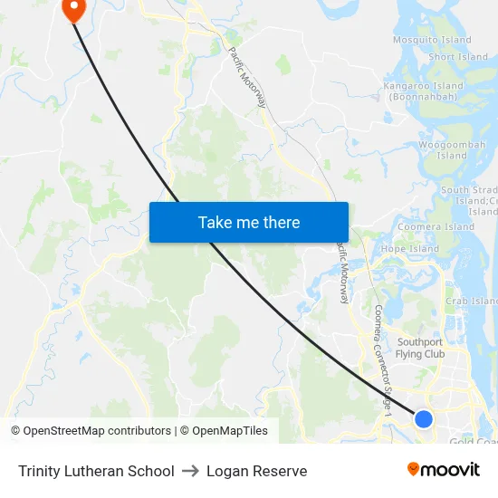 Trinity Lutheran School to Logan Reserve map
