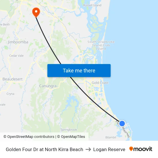 Golden Four Dr at North Kirra Beach to Logan Reserve map