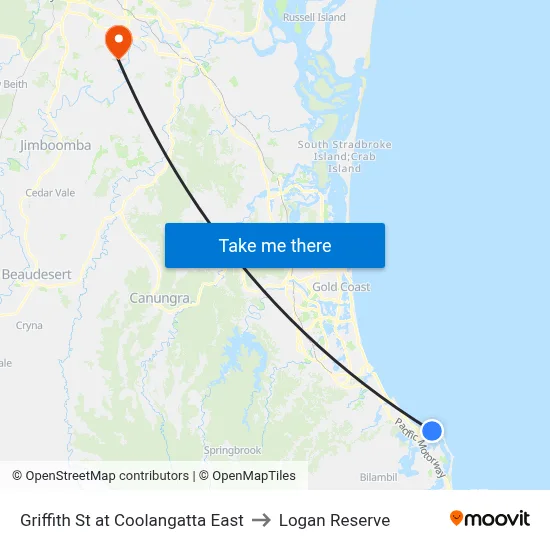 Griffith St at Coolangatta East to Logan Reserve map