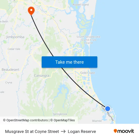 Musgrave St at Coyne Street to Logan Reserve map