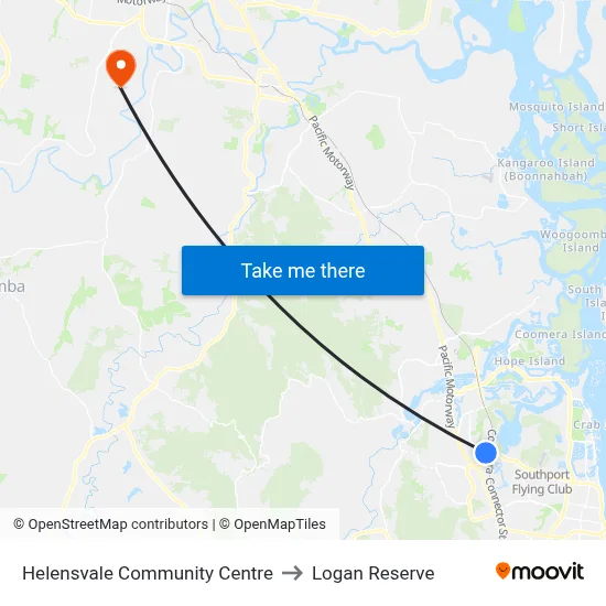 Helensvale Community Centre to Logan Reserve map