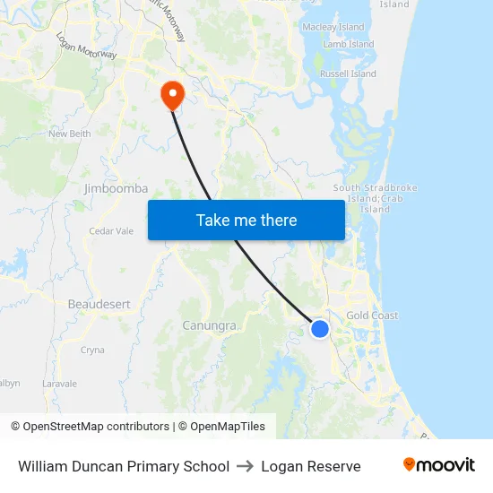 William Duncan Primary School to Logan Reserve map