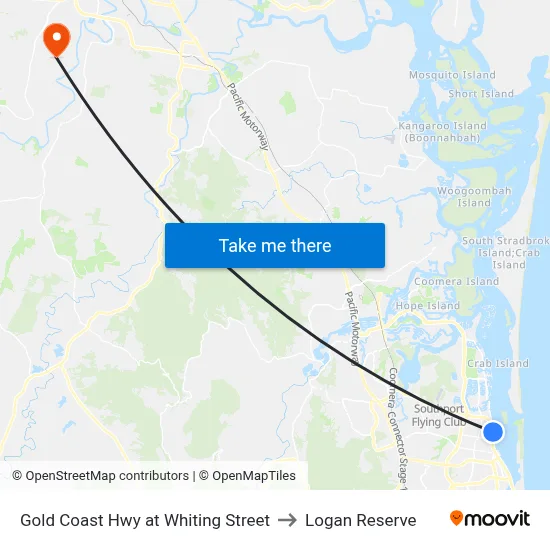 Gold Coast Hwy at Whiting Street to Logan Reserve map