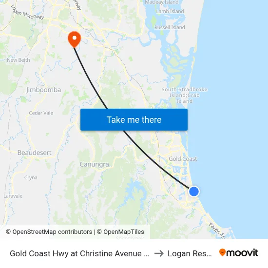 Gold Coast Hwy at Christine Avenue Station to Logan Reserve map