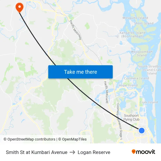 Smith St at Kumbari Avenue to Logan Reserve map