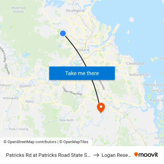 Patricks Rd at Patricks Road State School to Logan Reserve map