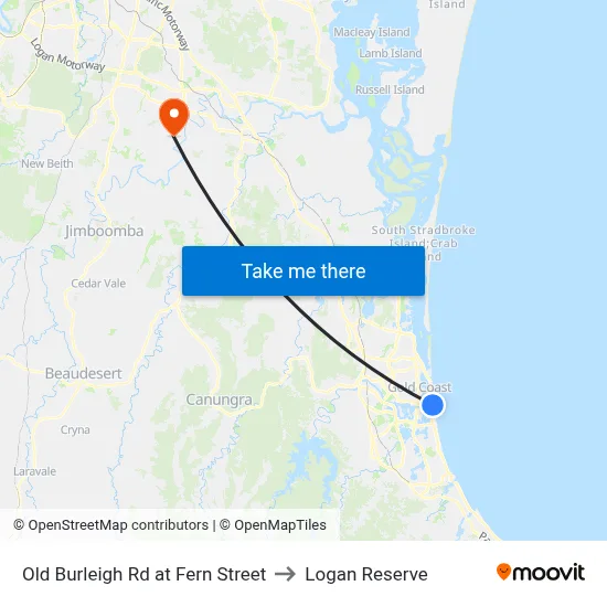 Old Burleigh Rd at Fern Street to Logan Reserve map