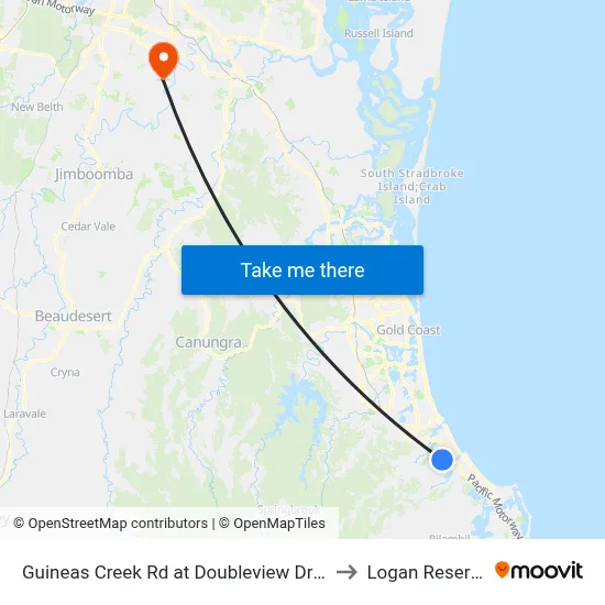 Guineas Creek Rd at Doubleview Drive to Logan Reserve map