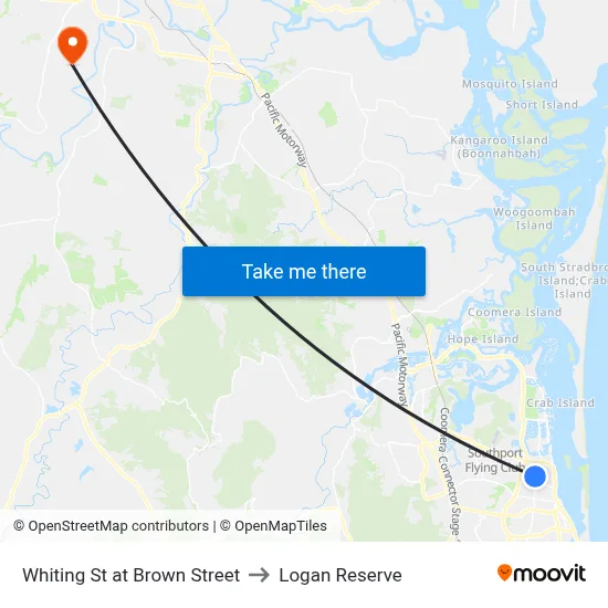 Whiting St at Brown Street to Logan Reserve map
