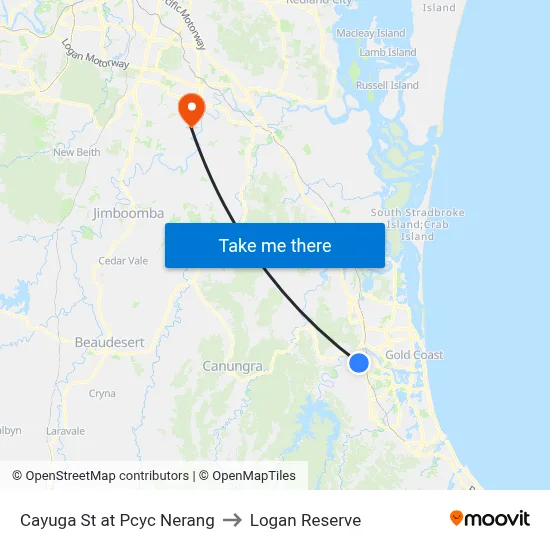 Cayuga St at Pcyc Nerang to Logan Reserve map
