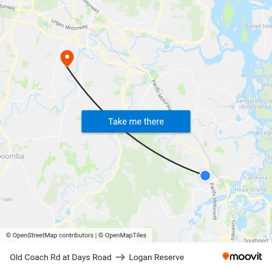 Old Coach Rd at Days Road to Logan Reserve map