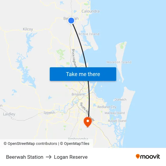Beerwah Station to Logan Reserve map