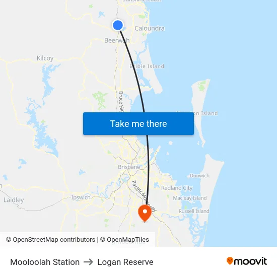 Mooloolah Station to Logan Reserve map